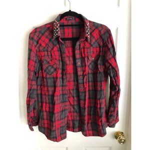 LF Millau Plaid Button Down with Spikes